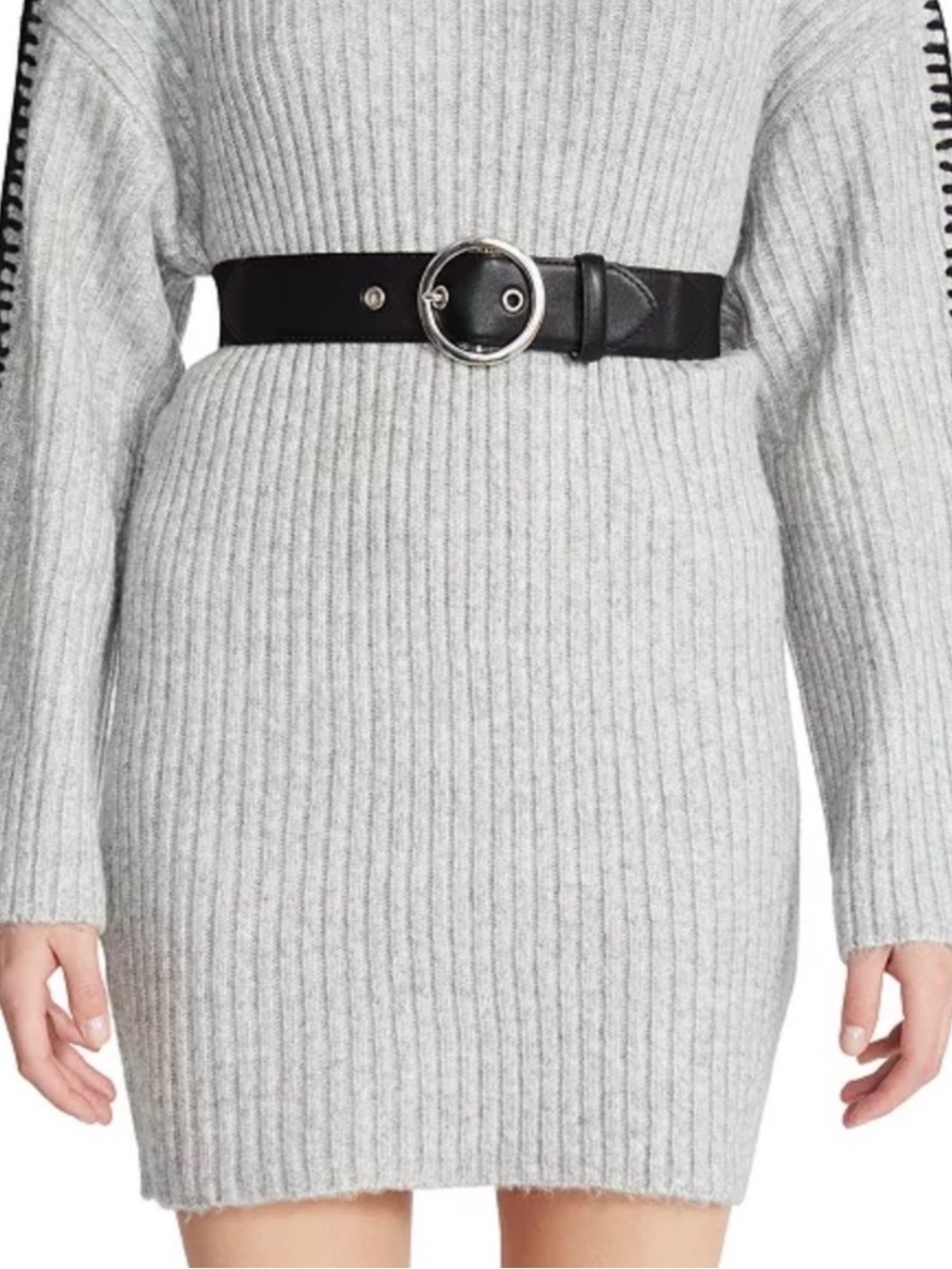 STEVE MADDEN wide faux-leather circle buckle stretch belt - Black - L/XL